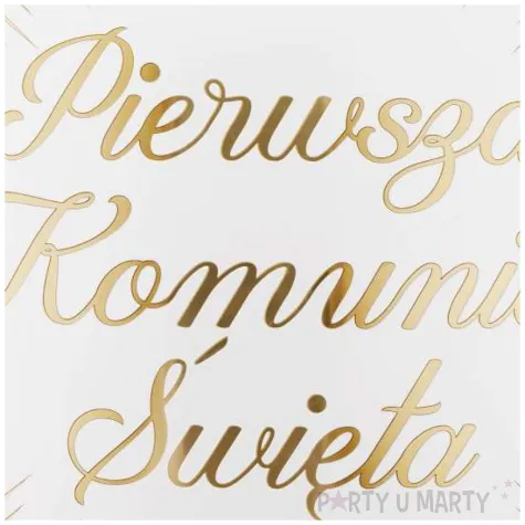 dekoracja na pierwsza komunie swieta balon foliowy zloty ornament bialy do girland 18 rnd