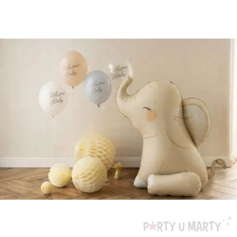 dekoracja na roczek urodziny safari party balon foliowy slonik siedzacy bezowy 44 5 shp