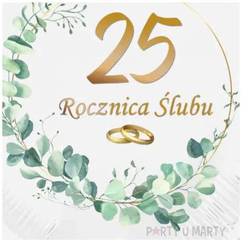 dekoracja na rocznice slubu srebrne gody balon foliowy serce liczba 25 bialy 18 hrt