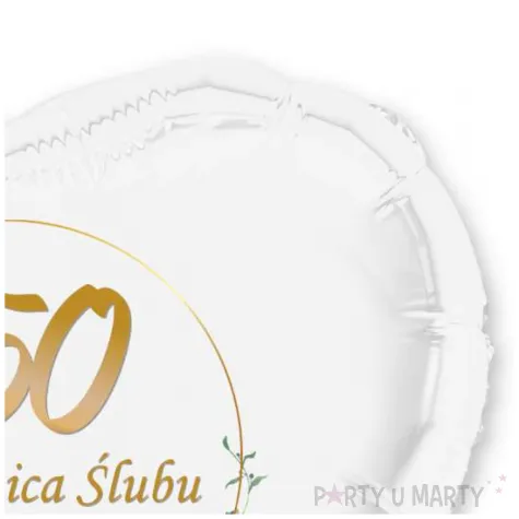 dekoracja na rocznice slubu zlote gody balon foliowy serce liczba 50 bialy 18 hrt