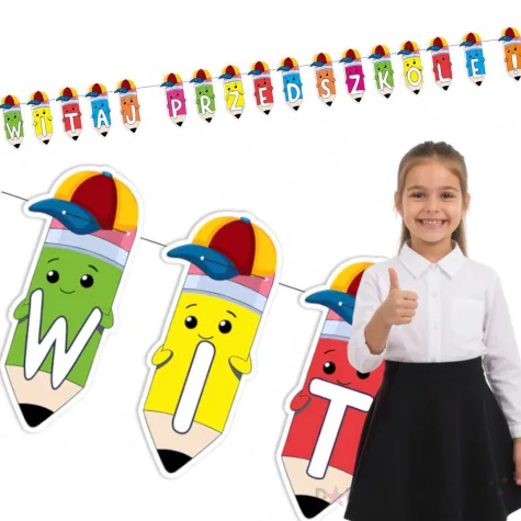 dekoracja na rozpoczecie roku w przedszkolu baner witaj przedszkole girlanda papierowa