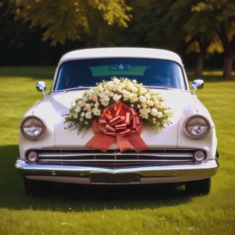 dekoracja na samochod kokarda czerwony partydeco 40 cm