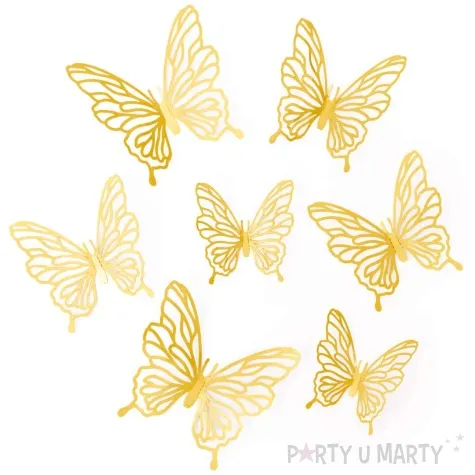 dekoracja na sciane motylki 3d azurowe zloty partypal 12 szt