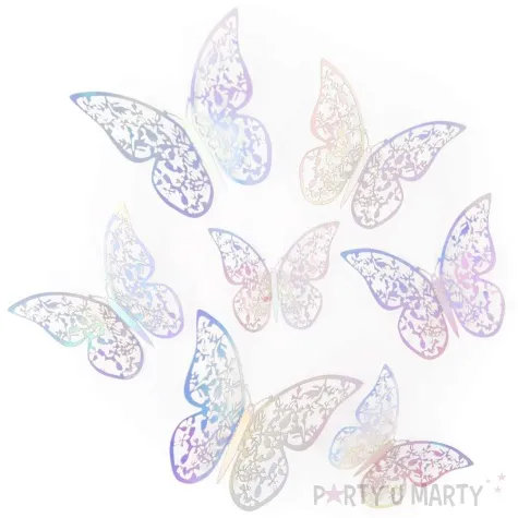 dekoracja na sciane motylki 3d koronkowe opalizujace partypal 12 szt