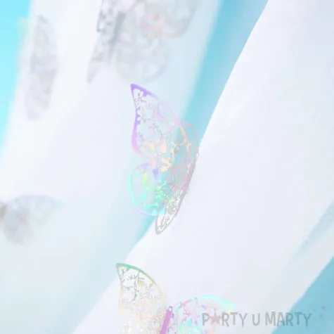 dekoracja na sciane motylki 3d koronkowe opalizujace partypal 12 szt