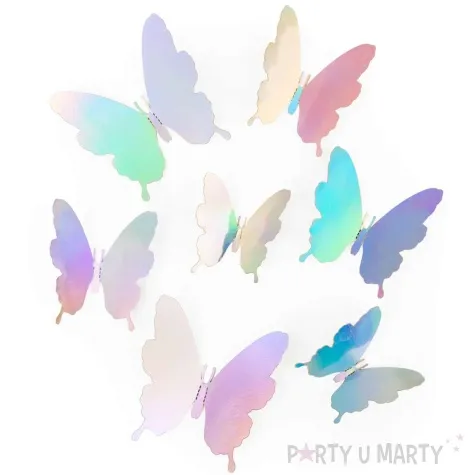 dekoracja na sciane motylki 3d opalizujacy partypal 12 szt