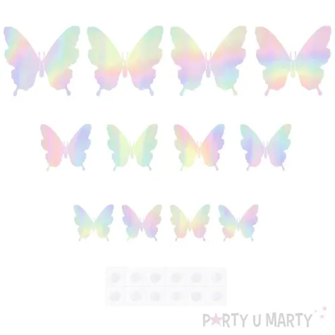 dekoracja na sciane motylki 3d opalizujacy partypal 12 szt