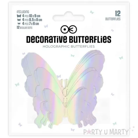 dekoracja na sciane motylki 3d opalizujacy partypal 12 szt