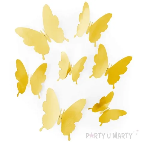 dekoracja na sciane motylki 3d zloty partypal 12 szt