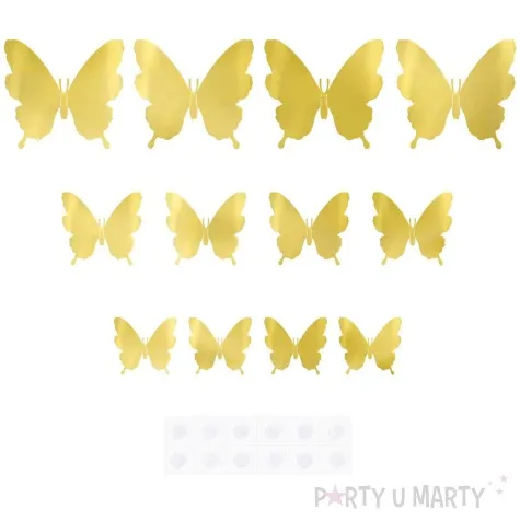 dekoracja na sciane motylki 3d zloty partypal 12 szt