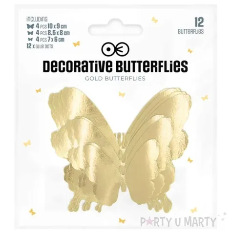 dekoracja na sciane motylki 3d zloty partypal 12 szt