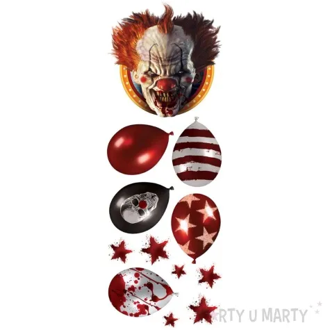 dekoracja na sciane straszny klaun baloniki guirca 12 szt