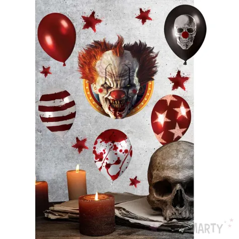 dekoracja na sciane straszny klaun baloniki guirca 12 szt