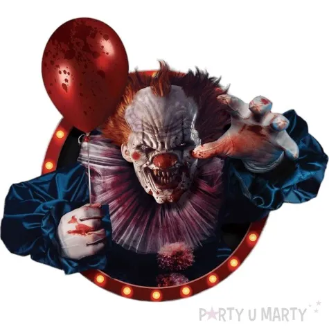 dekoracja na sciane straszny klaun z balonikiem guirca 70 x 80 cm