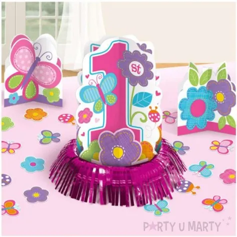 dekoracja na stol pierwsze urodziny wiosenna kompozycja amscan