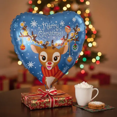 dekoracja na swieta boze narodzenie balon foliowy renifer serce prezent 18 hrt