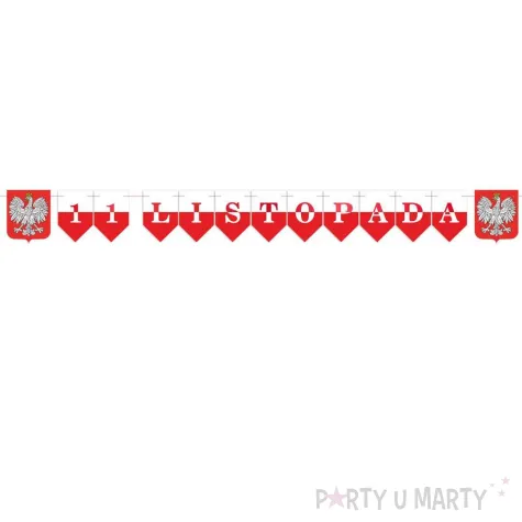 dekoracja na swieto 11 listopada baner flagi z godlem bialo czerwony 2 3 m