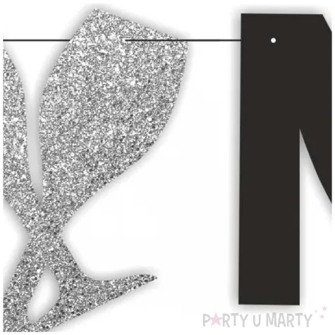 dekoracja na sylwestra baner nowy rok 2026 brokat srebrno czarny girlanda papierowa 2 2 m