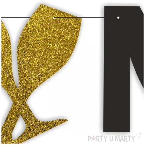 dekoracja na sylwestra baner nowy rok 2026 brokat zloto czarny girlanda papierowa 2 2 m