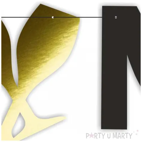 dekoracja na sylwestra baner nowy rok 2026 metalik zloto czarny girlanda papierowa 2 2 m