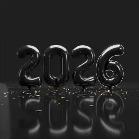 dekoracja na sylwestra nowy rok zestaw balonow foliowych 2026 czarne 39 xl 4 szt