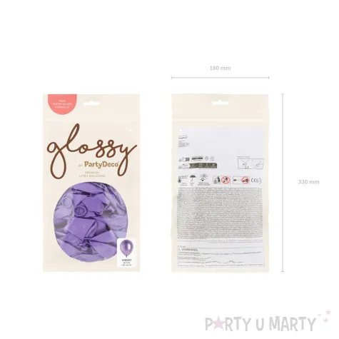 dekoracja na sylwestra urodziny balony glossy metaliczne fioletowe 12 x50
