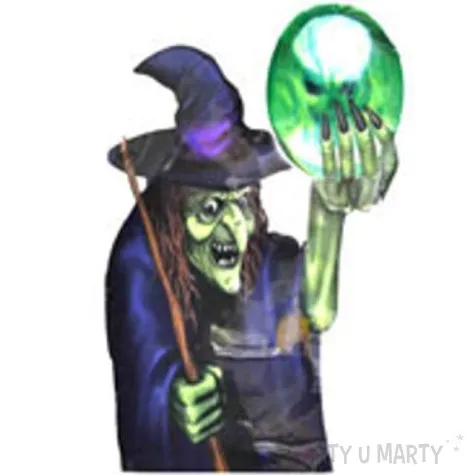 dekoracja na szybe czarownica z kula 60x43 cm