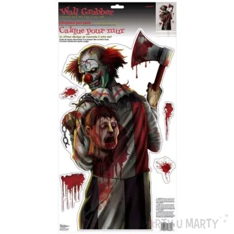 dekoracja na szybe klaun z odcieta glowa 61x30 cm