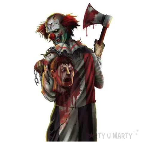 dekoracja na szybe klaun z odcieta glowa 61x30 cm