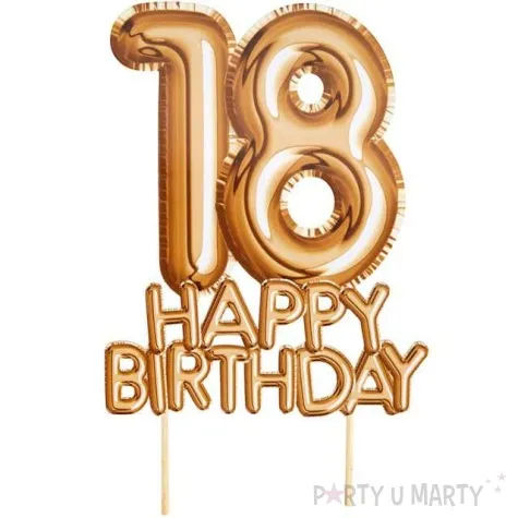 dekoracja na tort 18 urodziny glitz glamour zloty neviti 22 cm