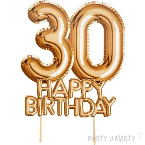 dekoracja na tort 30 urodziny glitz glamour zloty neviti 22 cm