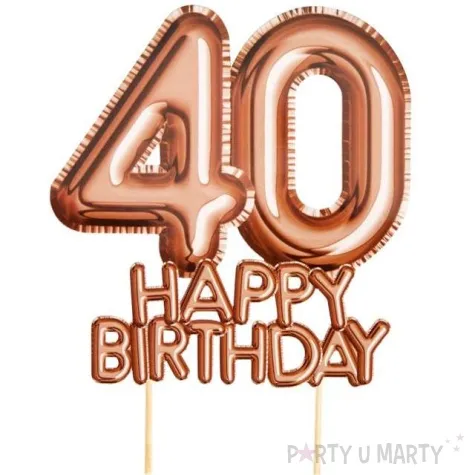 dekoracja na tort 40 urodziny glitz glamour szampanski neviti 22 cm