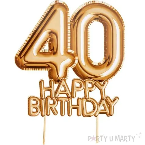 dekoracja na tort 40 urodziny glitz glamour zloty neviti 22 cm