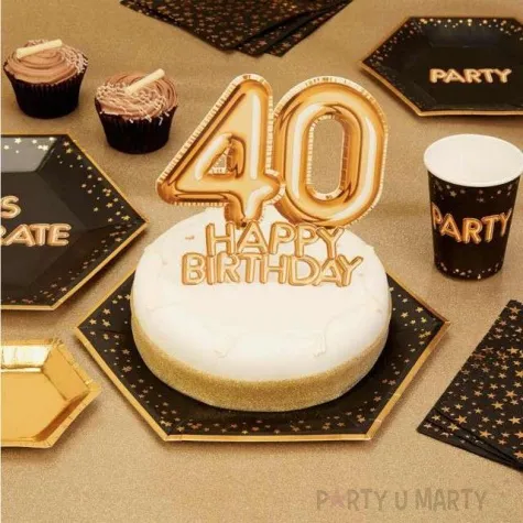 dekoracja na tort 40 urodziny glitz glamour zloty neviti 22 cm