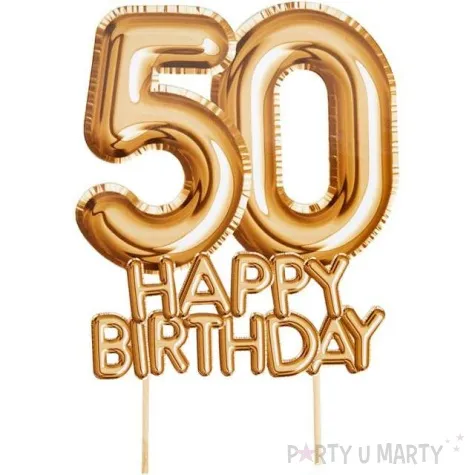 dekoracja na tort 50 urodziny glitz glamour zloty neviti 22 cm