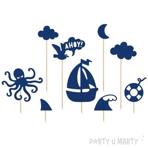 dekoracja na tort ahoy partydeco 9 5 22 5 cm 9 szt