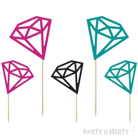 dekoracja na tort diamenty partydeco 12 5 25 5 cm 5 szt