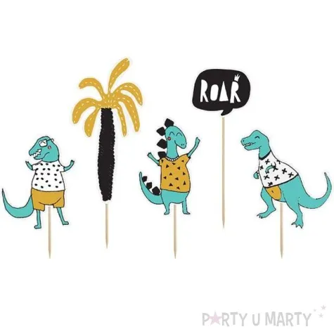 dekoracja na tort dinozaury partydeco 15 5 20 cm 5 szt