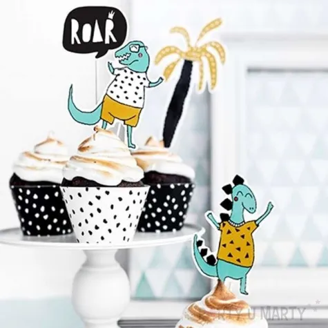 dekoracja na tort dinozaury partydeco 15 5 20 cm 5 szt
