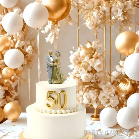 dekoracja na tort figurka zlote gody 50 rocznica slubu 12 cm