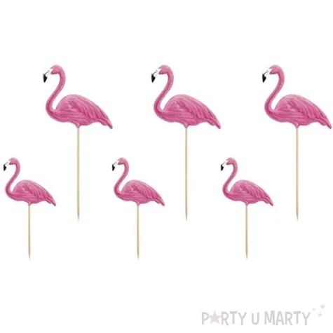 dekoracja na tort flamingi partydeco 15 23 5 cm 6 szt