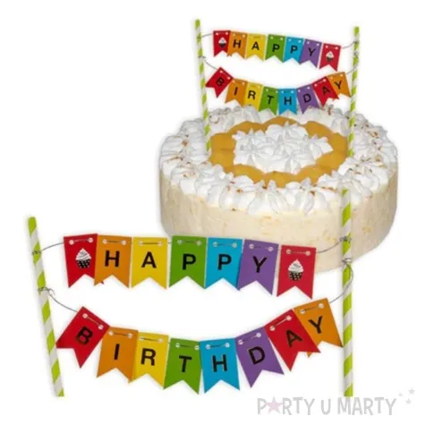 dekoracja na tort happy birthday baner mix ootb 20 cm