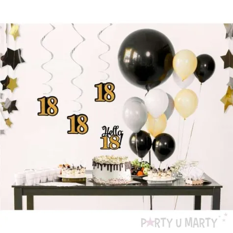 dekoracja na tort hello 18 czarno zlota 19 cm