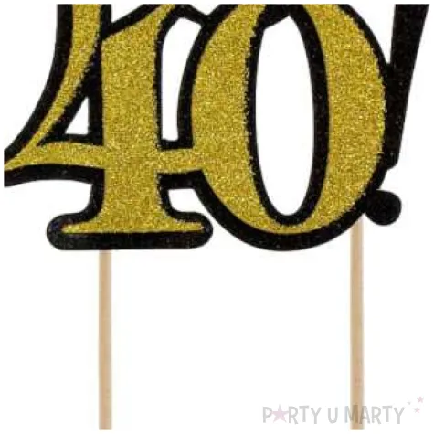 dekoracja na tort hello 40 czarno zlota 19 cm