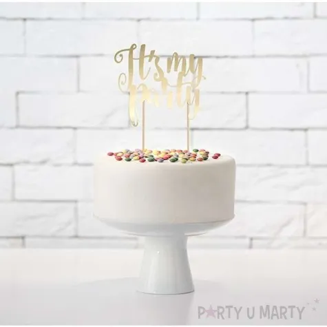 dekoracja na tort its my party zlota partydeco 20 5 cm