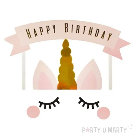 dekoracja na tort jednorozec happy birthday godan