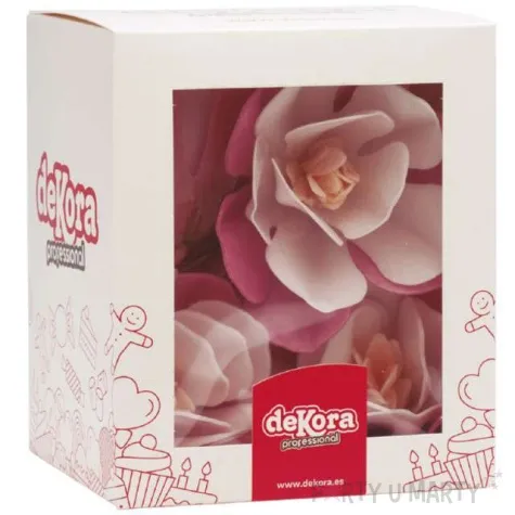 dekoracja na tort kwiat magnolia rozowa dekora 6 szt