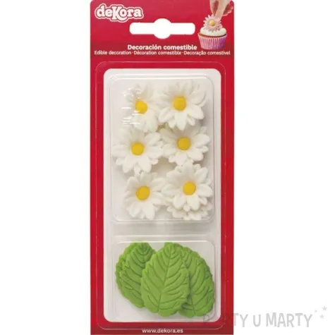 dekoracja na tort kwiaty i liscie jadalna dekora 12 szt