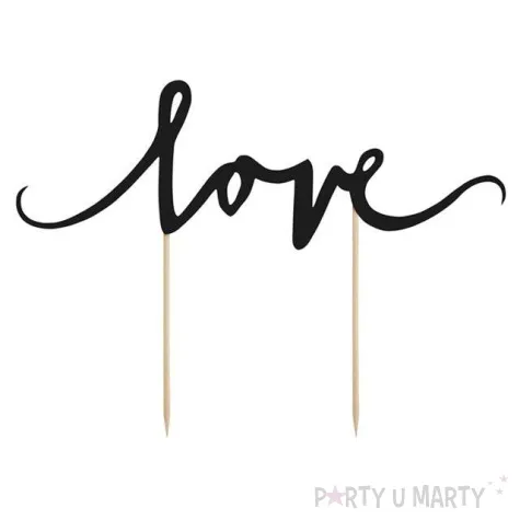 dekoracja na tort love czarna partydeco 17 cm