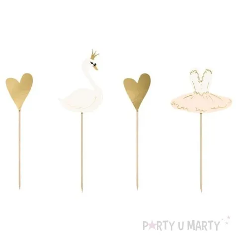 dekoracja na tort lovely swan partydeco 28 5 cm 4 szt